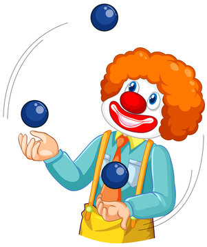 A clown juggling balls on white background