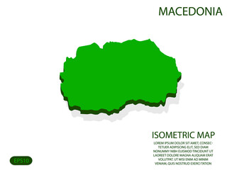 Green isometric map of Macedonia elements white background for concept map easy to edit and customize. eps 10