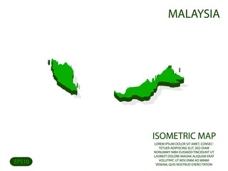 Green isometric map of Malaysia elements white background for concept map easy to edit and customize. eps 10