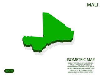 Green isometric map of Mali elements white background for concept map easy to edit and customize. eps 10