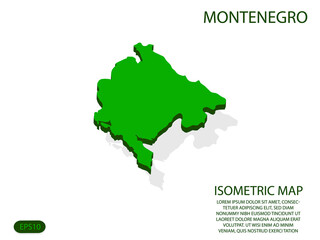 Green isometric map of Montenegro elements white background for concept map easy to edit and customize. eps 10