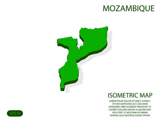 Green isometric map of Mozambique elements white background for concept map easy to edit and customize. eps 10