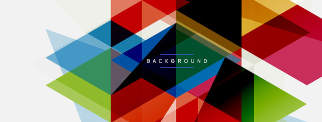 Color triangles composition, geometric abstract background. Techno or business concept, pattern for wallpaper, banner, background, landing page