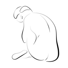 Female Nude Line Art Drawing. Woman Body One Line Art Minimalist Style. Good for Wall Art, print, Poster. Woman Trendy Modern Drawing. Vector EPS 10