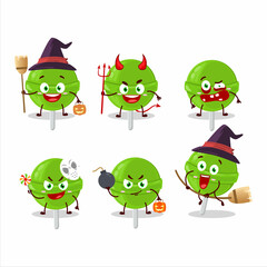 Halloween expression emoticons with cartoon character of sweet melon lollipop