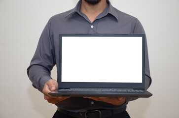 A businessman in a gray shirt poses separately on a white background.