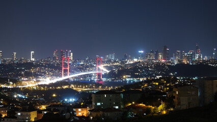 Istanbul city night view, Turkey