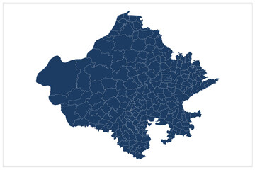Fototapeta na wymiar Blue Color Taluk map of Rajasthan state of India illustration on white background