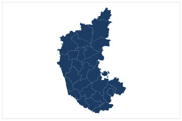 Beautiful blue color map of Karnataka state of india illustration on white background