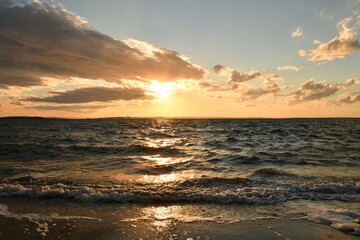 Beautiful sunset clouds over ocean
