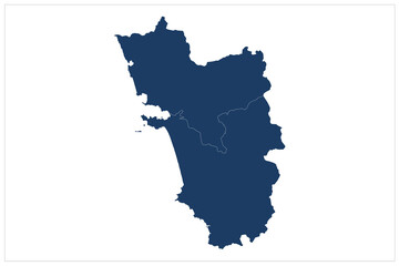 Goa State of India map illustration with district on white background - obrazy, fototapety, plakaty