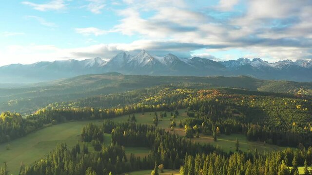panorama of the mountains aerial view