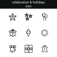 celebration and holidays icon set outline style 