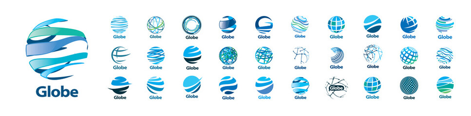 A set of vector logos of the Globe on a white background - 470044215