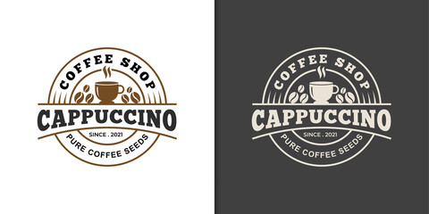 business coffee shop fresh drink cappuccino badge logo template