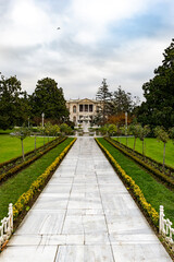 Dolmabache palace garden in Istanbul, Turkey.  Dolmabache served as the main administrative center of the Ottoman Empire and is popular for tourists and visitors.