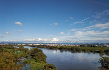 Landscapes of rural Japan with river in central Honshu. Honshu. Japan