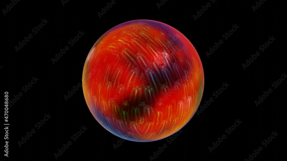Poster shiny rainbow sphere rotates on a black background. looped animated background. 3d render