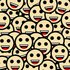 Simple background of yellow laughing emoji character, pattern.