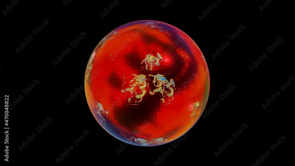 Poster shiny rainbow sphere rotates on a black background. looped animated background. 3d render