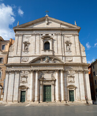 Fototapeta na wymiar Rome - The facade of baroque church Chiesa Nuova - Santa Maria in Vallicella.