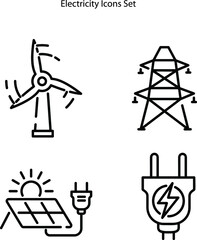 electricity sign icons set isolated on white background. electricity sign icon thin line outline linear electricity sign symbol for logo, web, app, UI. 