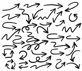 Doddle arrow set. Collection of hand drawn arrows