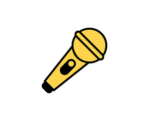 Microphone flat icon. Single high quality outline symbol for web design or mobile app.  Holidays thin line signs for design logo, visit card, etc. Outline pictogram EPS10