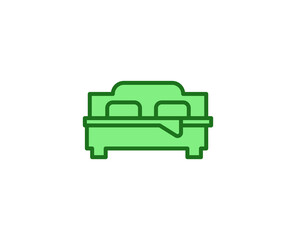 Bed flat icon. Single high quality outline symbol for web design or mobile app.  House thin line signs for design logo, visit card, etc. Outline pictogram EPS10