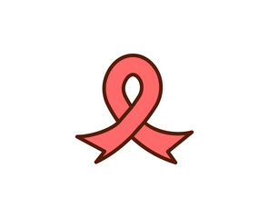 Fototapeta premium Cancer ribbon flat icon. Thin line signs for design logo, visit card, etc. Single high-quality outline symbol for web design or mobile app. Medical outline pictogram.