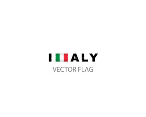 Flag of Italy as the letter T in the word ITALY. Vector illustration isolated on white background.