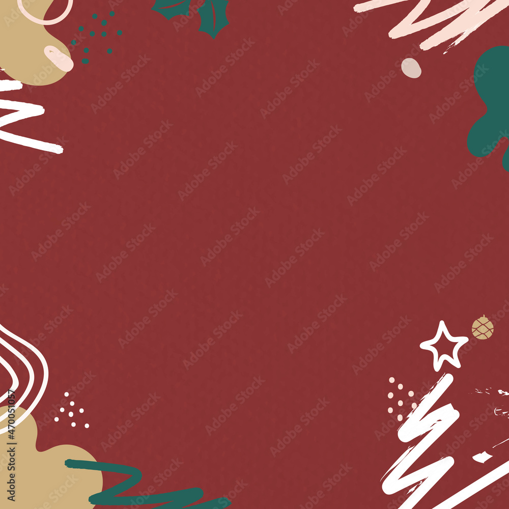 Poster christmas patterned on red background vector