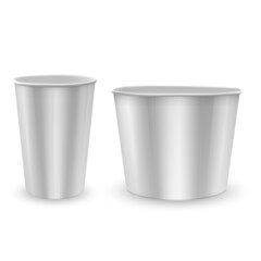 Set of White Glossy Paper Bucket For Take Away Fast Food