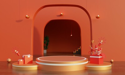 diwali product display with lights background 3d render