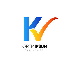 Letter K Tick or Check Mark Logo Design Vector Icon Graphic Emblem Illustration Background Template