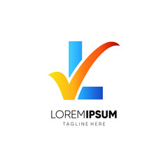 Letter L Tick or Check Mark Logo Design Vector Icon Graphic Emblem Illustration Background Template