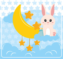 baby bunny and moon
