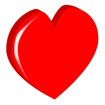 Bright Red 3D Cartoon Heart