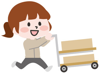 品出しカートと女性店員さん 