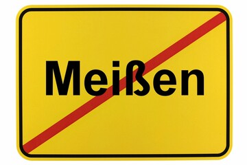 Illustration eines Stadtausgangsschildes der Stadt Meißen in Sachsen
