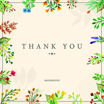 Watercolor spring style thank you card template