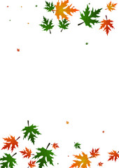 Brown Floral Background White Vector. Leaves Paper Frame. Orange Collection. Seasonal Template. Colorful Plant Flying.