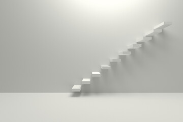 3D render illustration. Simple stair and wall.