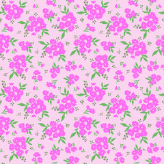 Fototapeta na wymiar Pink flowers on a light pink background, seamless pattern. Retro, vintage style