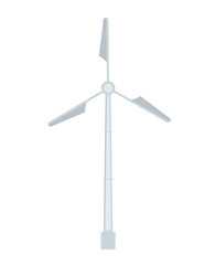 シンプルな風力発電　海洋風力発電の風力発電機のイラスト　タービン　再生可能エネルギー　白背景