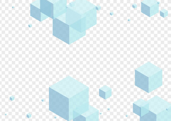 White Cubic Background Transparent Vector. Geometric Effect Template. Blue Box Simple Design. Wallpaper Illustration. Gray Isolated Square.