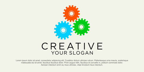 Gear Icon Vector Template, Flat Design Engineering Cogwheel Illustration Design