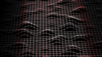 Sci-fi background. Digital landscape with dots and lines. Cyberspace grid. Background concept for your design. 3d