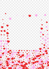 Tender Heart Background Transparent Vector. Birthday Frame Confetti. Violet Design Pattern. Red Confetti Cut Illustration. Pink Paper Backdrop.