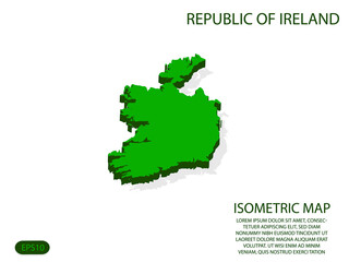 Obraz premium Green isometric map of Republic of Ireland elements white background for concept map easy to edit and customize. eps 10